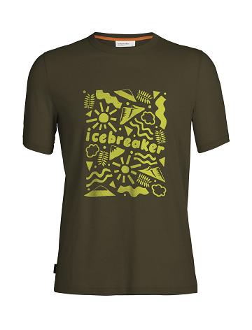 T Shirts Icebreaker Tencel Coton Corta Sleeve Origins Homme Vert Olive | FR 1180YXFU